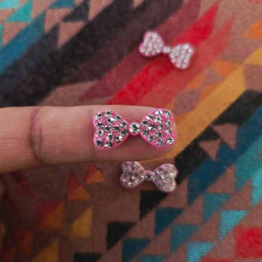4 pc metal bow charm flatback rhinestones