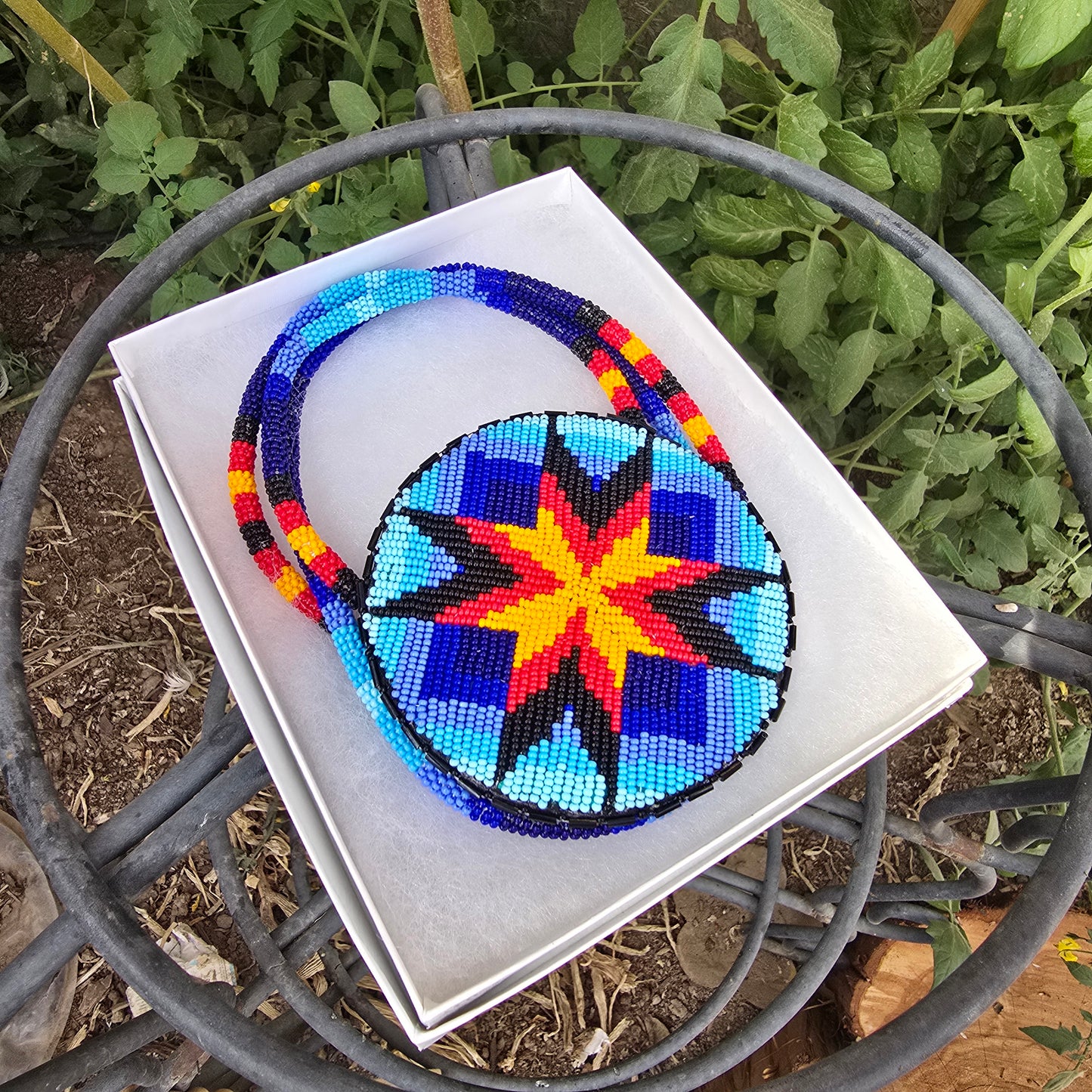 Beaded rosette medallion