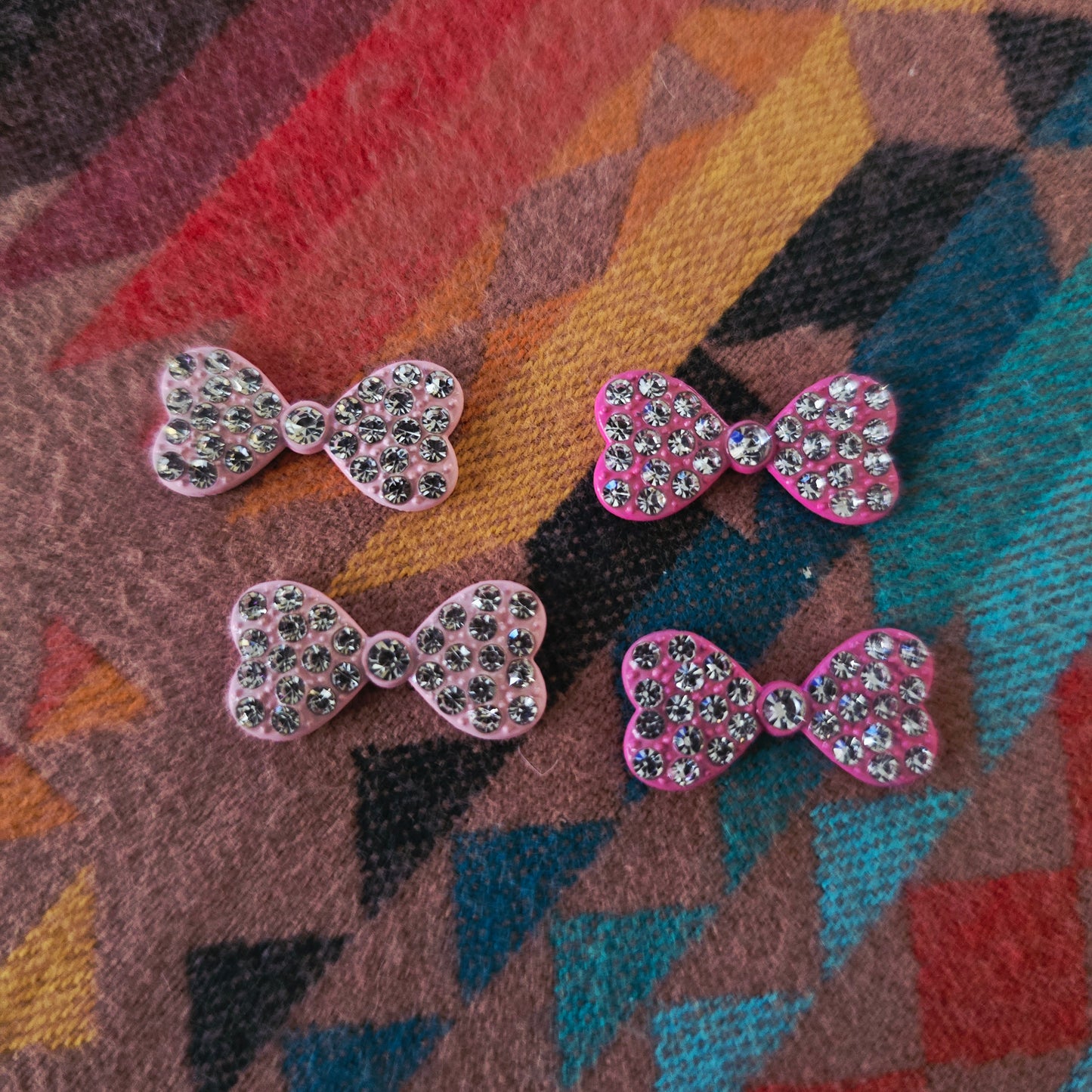 4 pc metal bow charm flatback rhinestones