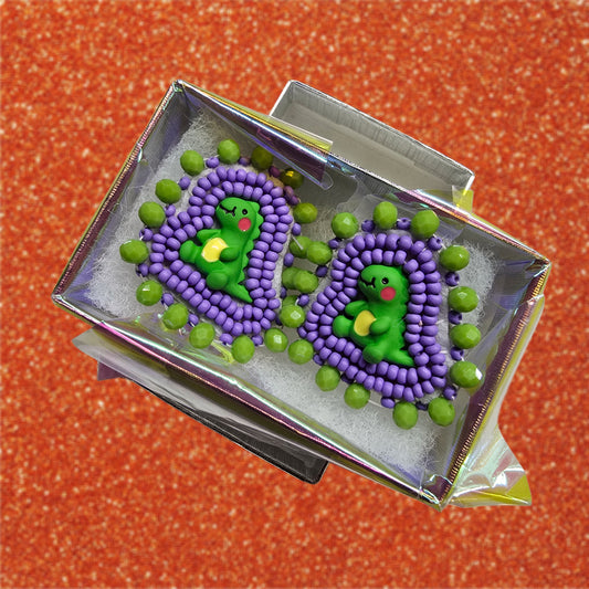 Beaded mini dinosaur earrings