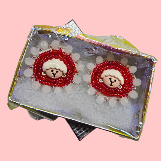 Beaded mini sheep earrings