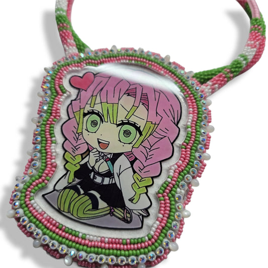 Girl with pink hair medallion