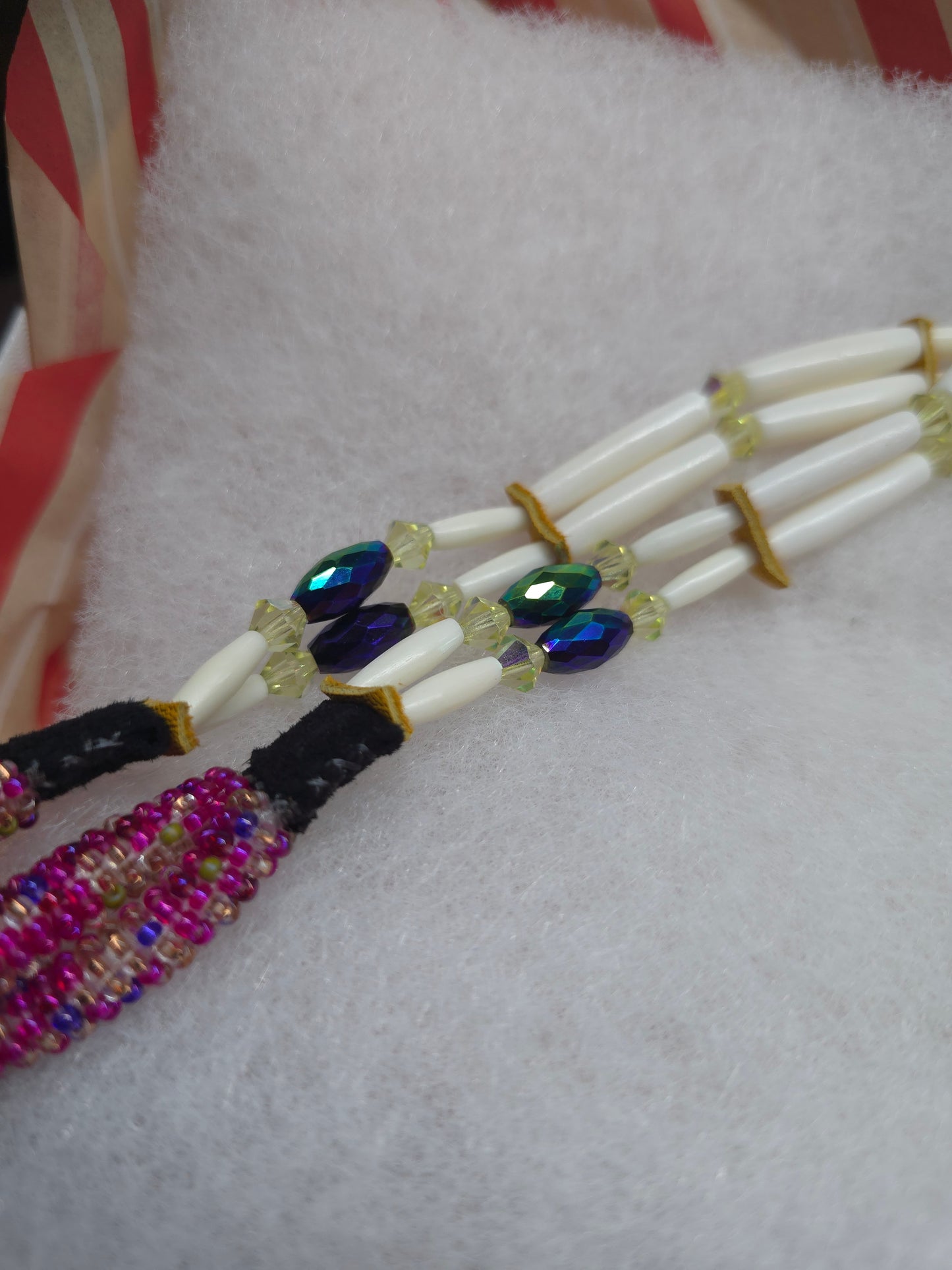 Floral beaded medallion with spinner bees