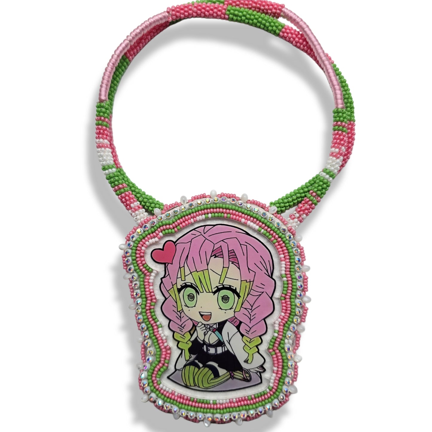 Girl with pink hair medallion